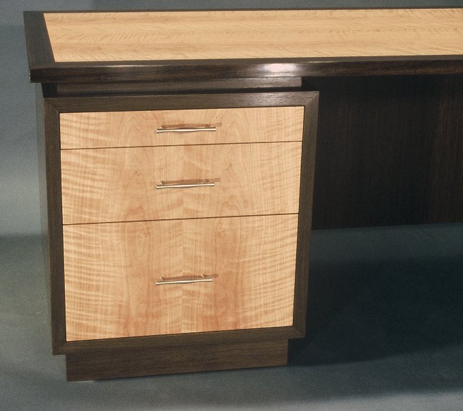 Desk; drawers: wenge and cherry.