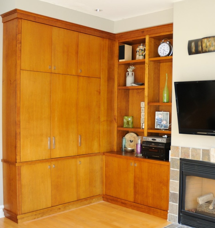 Contemporary Wall and Entertainment Unit for Living Room: stained maple